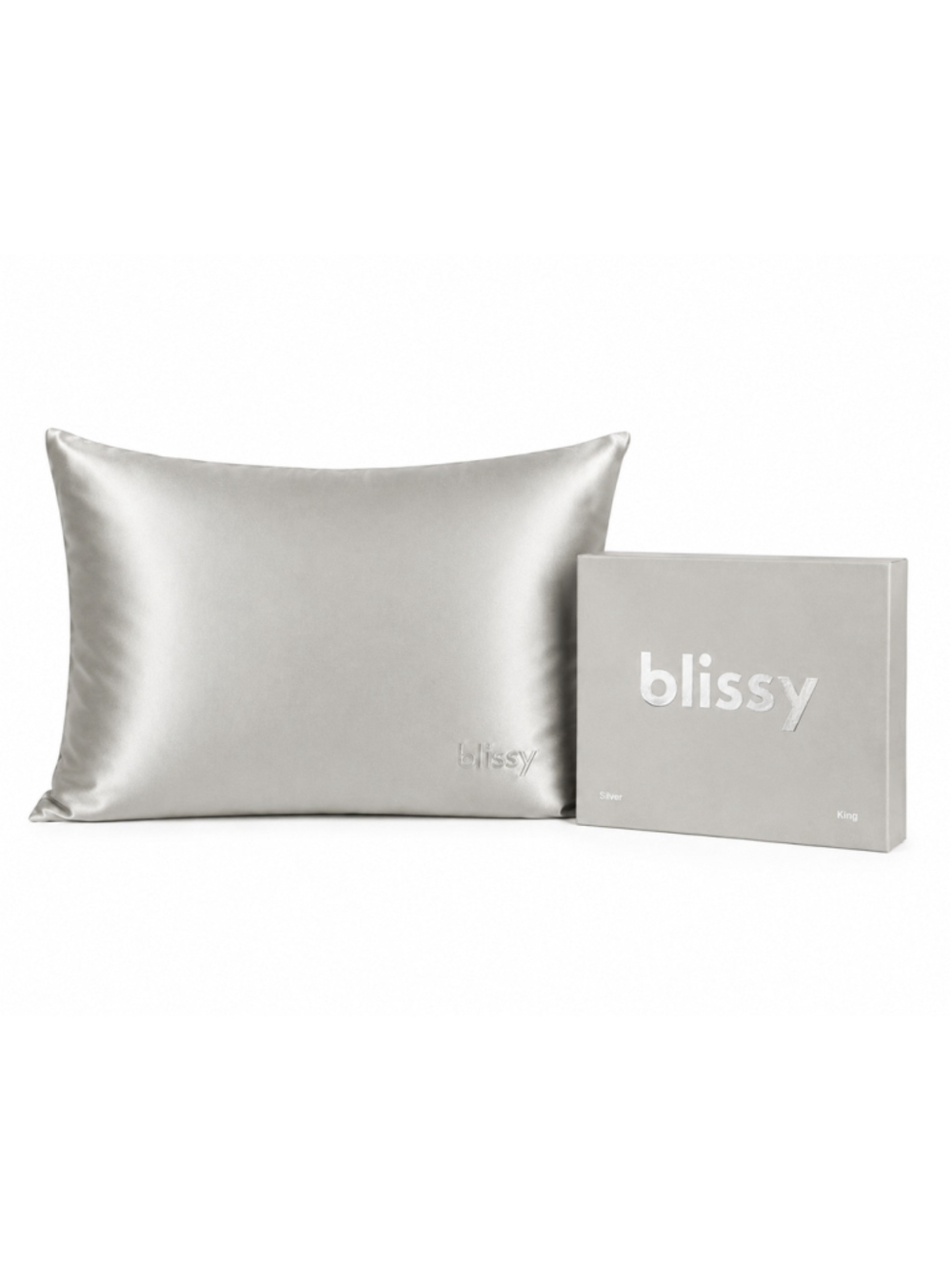 Blissy Silver King Silk Pillowcase 22 Momme Mulberry Silk NIB